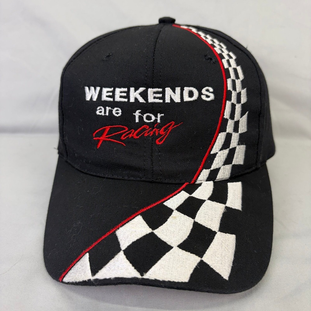 Nissun Cap Racing Hat Vintage Style Mens OSFM Black Checkered Snapback